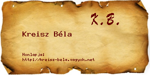 Kreisz Béla névjegykártya